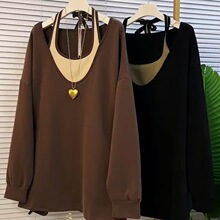 胖MM大码女装新款长袖T恤宽松遮肉显瘦打底上衣百搭潮