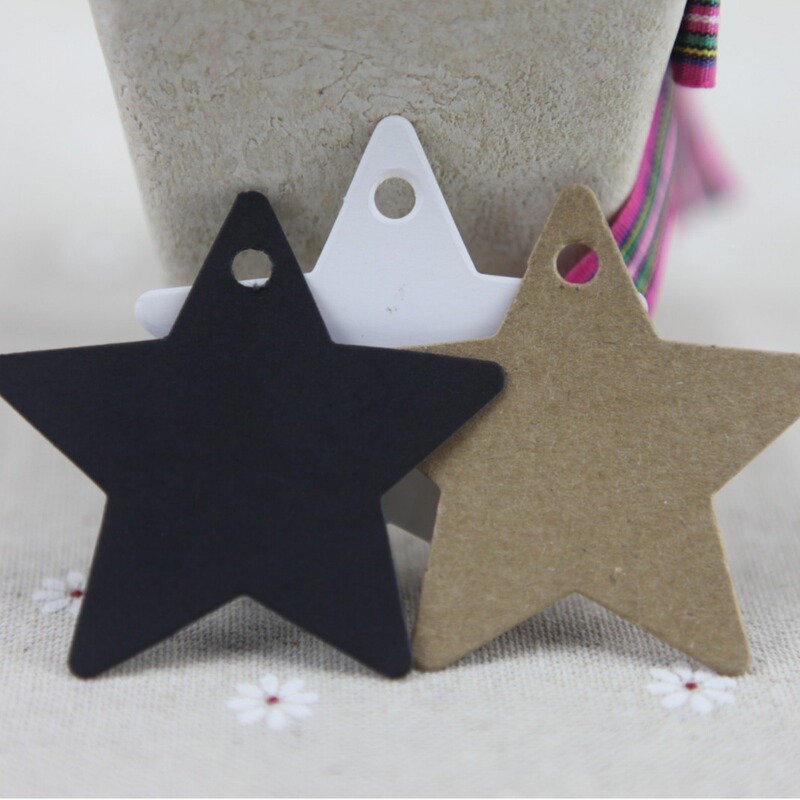 Kraft Paper Five-pointed Star Tag Black and White Card Hand-painted Label Clothing Cake Baking Handmade Pendant