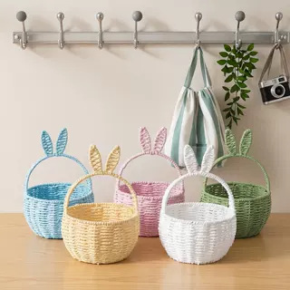 Maceta de Imitación Ratán de Plástico Tejido a Mano para Escritorio y Decoración de Plantas