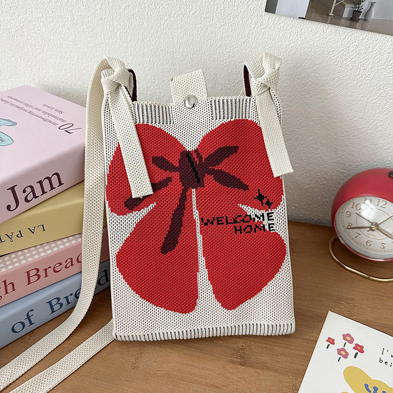 Nueva sensación de alto nivel encantadora cartoon tejido bolso de teléfono móvil de moda chica multifuncional bolso de hombro bolso portátil