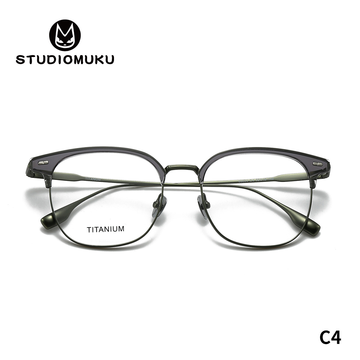 STUDIOMUKU gafas de madera cool aire abierto marco de gafas de cejas retro marco de gafas de titanio puro gafas de medio marco