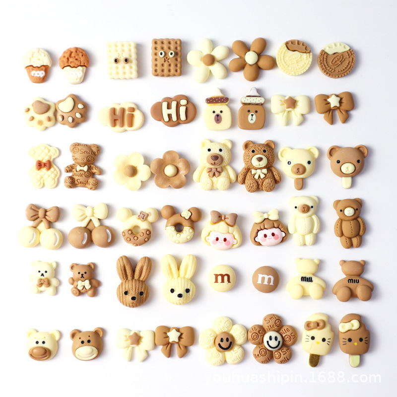 Internet Celebrity Rice Color Jewelry Accessories DIY Cream Glue Mobile Phone Case Complete Set of Materials Girl Cherry Miu Bear