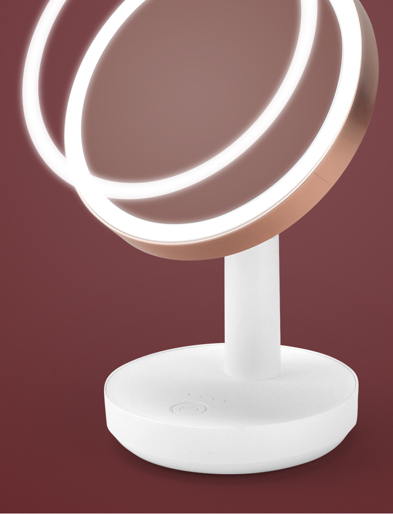 可印logo化妆镜子LED灯台式家用美妆镜随身携带手持桌面礼品礼物详情8