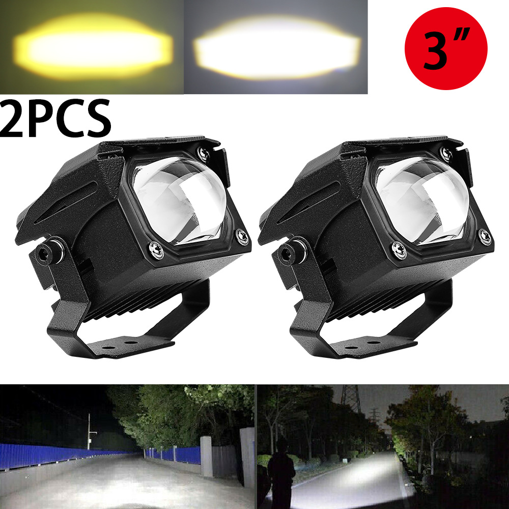 Nuevo amarillo y blanco de dos colores LED láser spotlight pequeño cañón de acero U9 faro de motocicleta eléctrica lente de ojo de pez lámpara externa