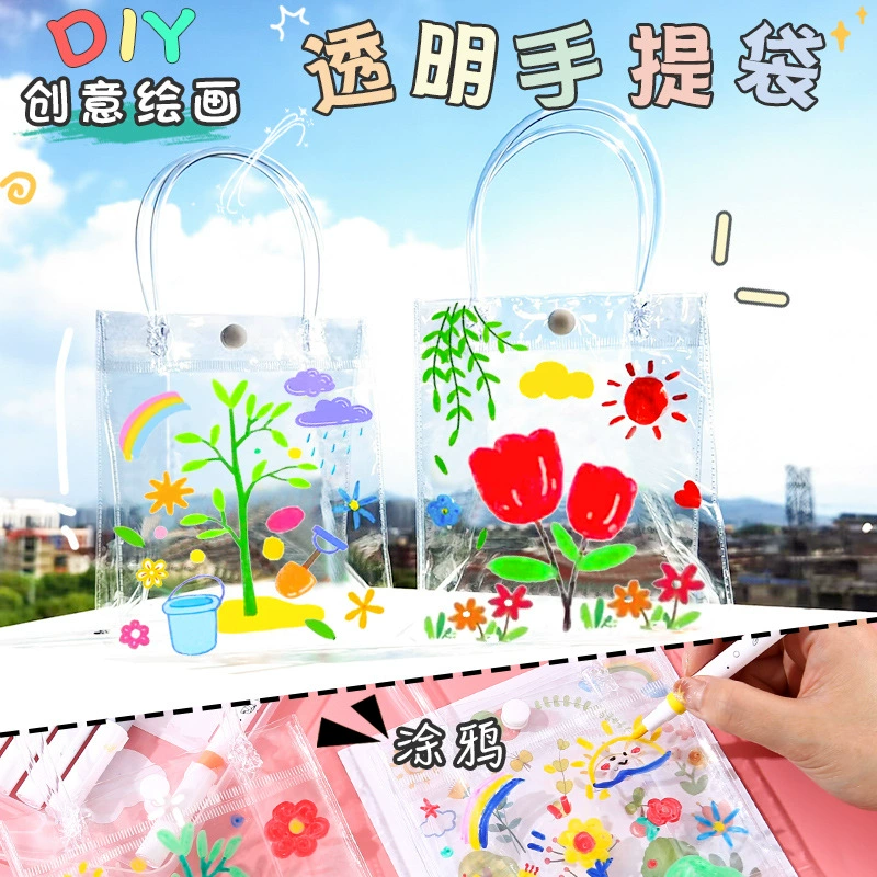 Linen bag, materials set for kindergarten, handmade, graffiti, hand painting, Birthday gift