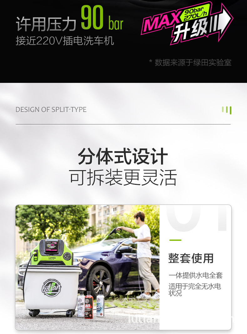 Green Field Wireless Car Washer Chuang T5 Household Rechargeable High Pressure Water Gun Grab Lithium Battery Car Brush Water Pump Cleaning Artifact
