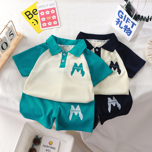 2025 Summer Short-Sleeved Suit New Style Girls' Polo Shirt Boys' T-Shirt Baby Trendy Top Children's Clothing Wholesale Korean Version