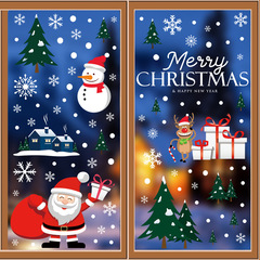 Chuanhao 新しいクリスマスウィンドウステッカーサンタクロースクリスマス雪だるまウィンドウデカールクリスマスホリデー冬ウィンドウステッカー