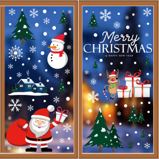 Chuanhao New Christmas Window Stickers Santa Claus Christmas Snowman Window Decals Christmas Holiday Winter Window Stickers