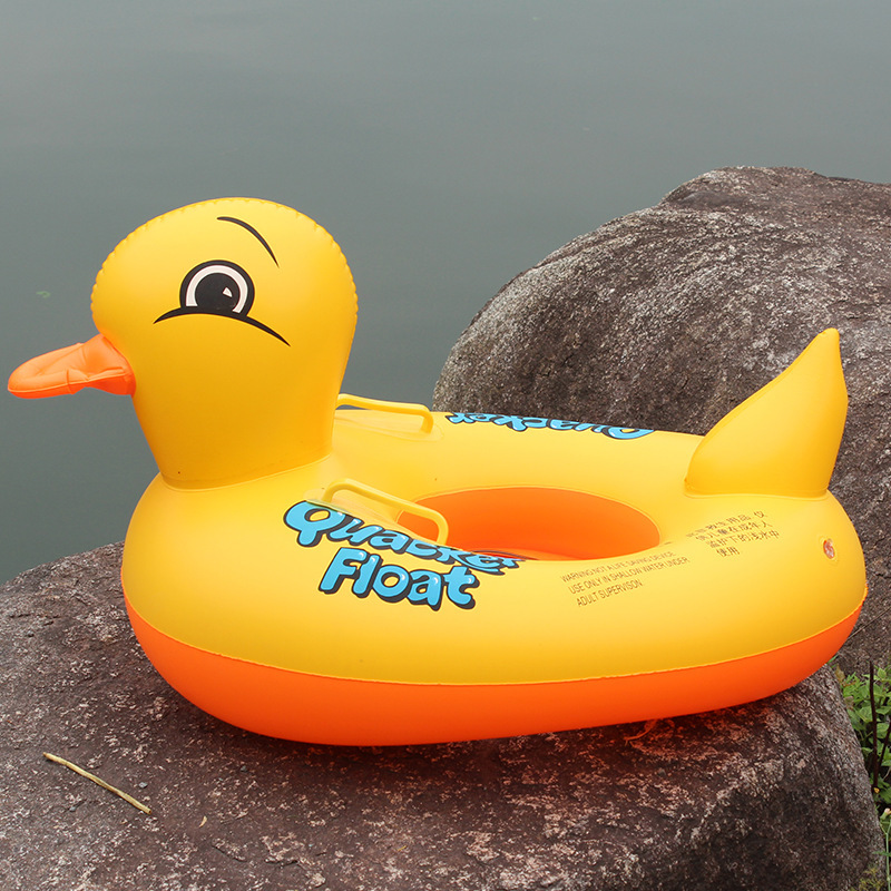 Mufoys Hot Sale Inflatable Toys with Handle Duck Shaped Seat Boat Children's Boat Swimming Ring Water Playing Swimming Ring