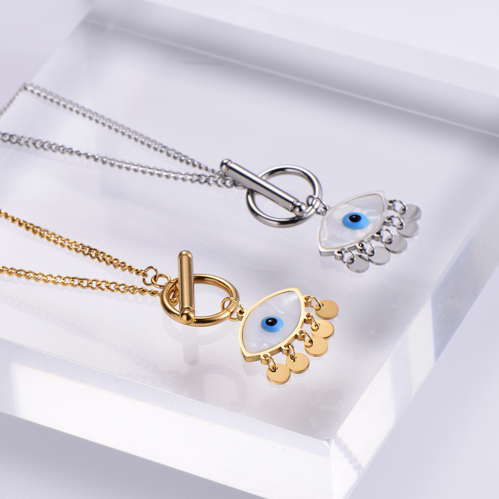 Stainless Steel Jewelry Wholesale New Ladies Clavicle Chain Evil Eye Necklace