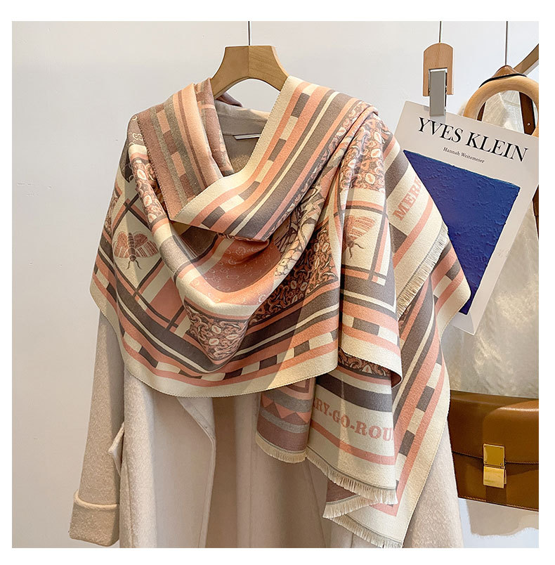 Bufanda mujer larga de imitación cachemira para invierno cálido_voghion.com