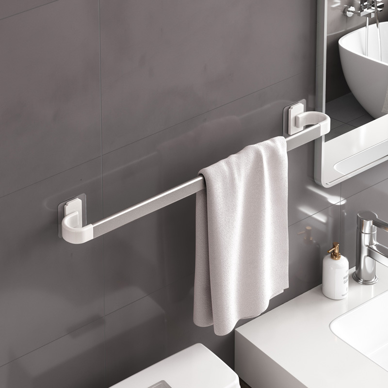 Toallero inodoro sin perforación Espacio Soporte para baño de aluminio Arteque para secar toallero de baño Red de red Varilla de almacenamiento de una sola varilla