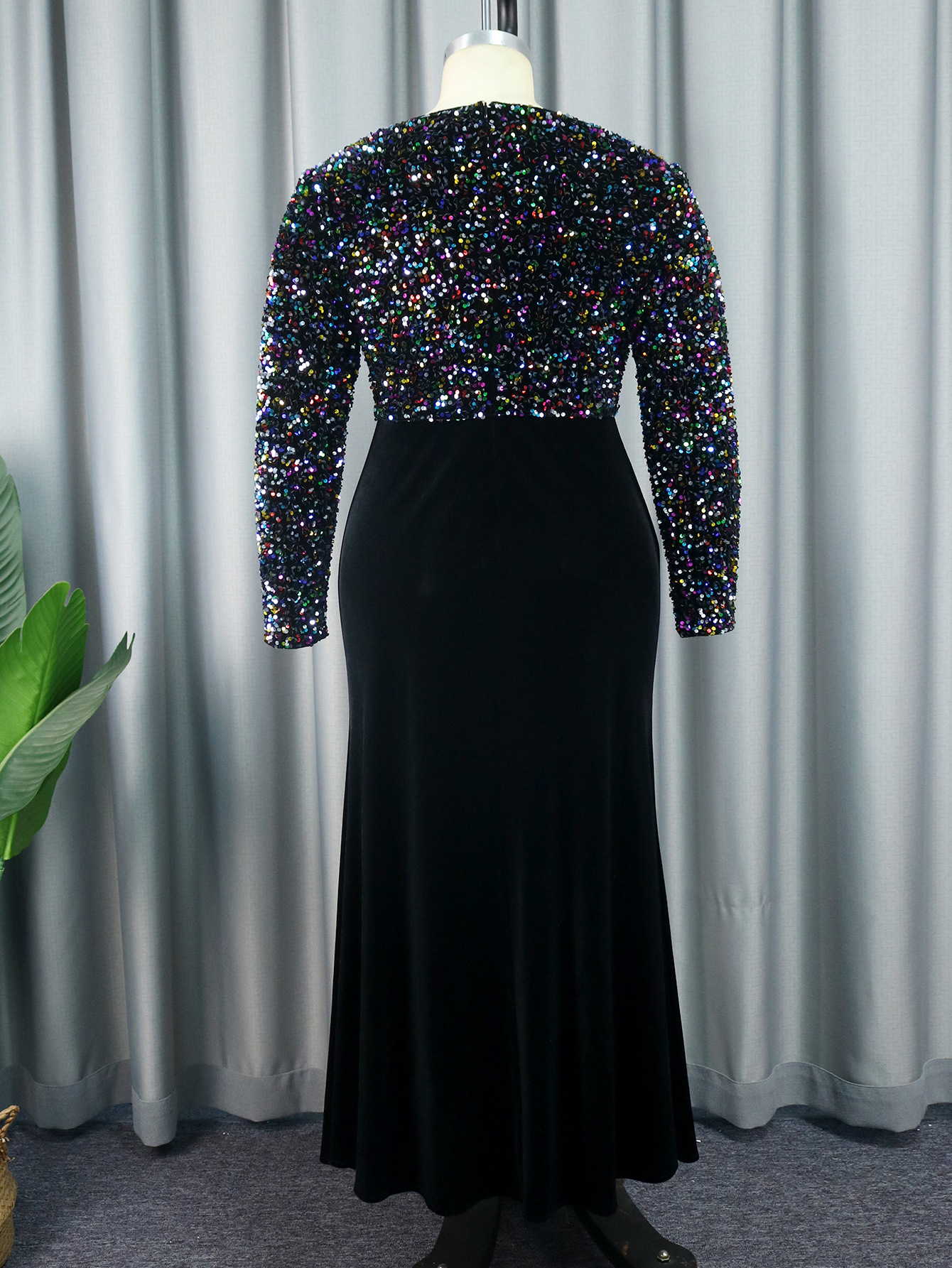 Rochie sexy cu guler transparent pentru femei, rochie de petrecere cu paiete și talie înaltă, rochie cu paiete_voghion.com
