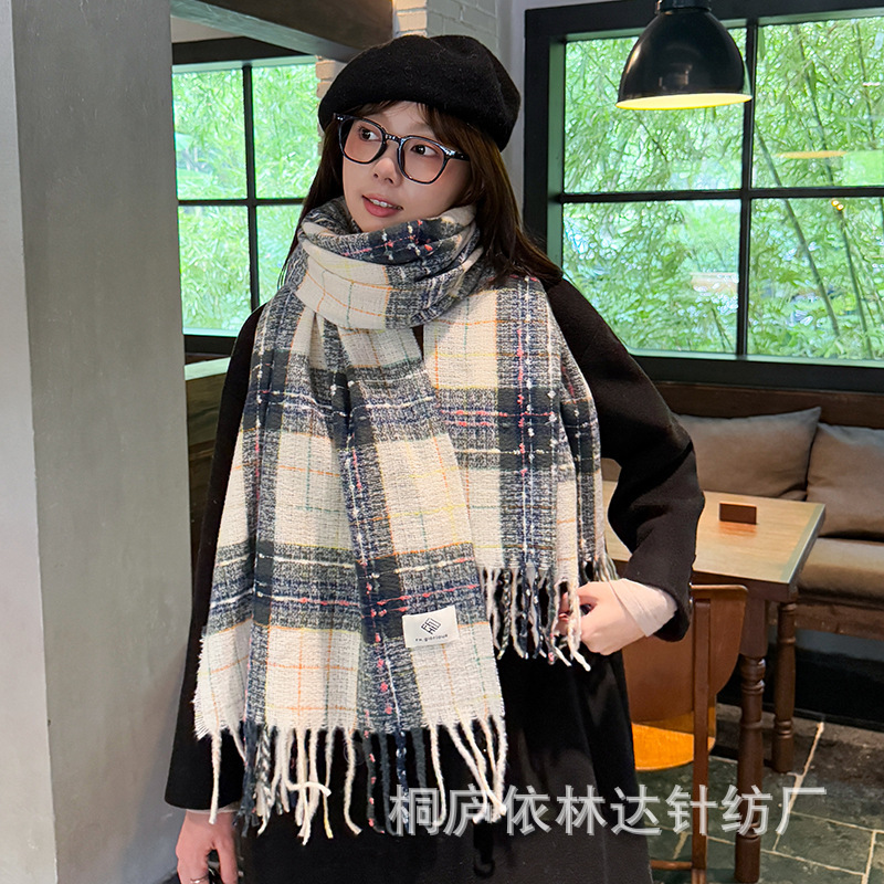 2025秋冬新款格子围巾女韩系情侣冬天保暖围脖加厚披肩百搭高级感|undefined
