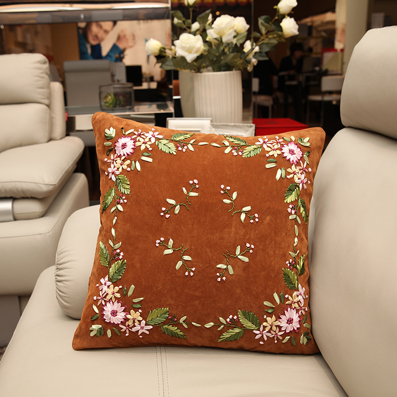 Jinhao bordado fábrica al por mayor hecho a mano bordado de punto de cruz DIY bordado cinta cojín almohada Rosa belleza