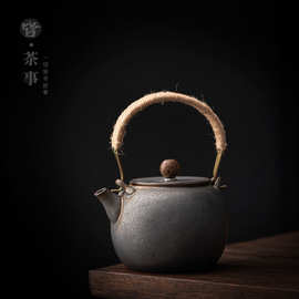 陶瓷茶壶单壶大号中式复古陶壶大容量冷凉水壶泡茶提梁壶茶具家用