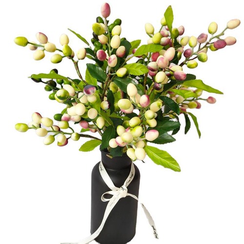 Cross-border simulation fortune fruit berry simulation olive fruit bean branch red fruit decoration flower wall fake flower art green plant decorative item