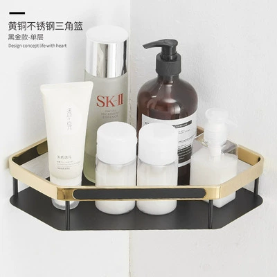 Bathroom Black Golden Triangle Board Blossom Blue bathroom corner frame wall -mounted shower shower shower gel storage rack