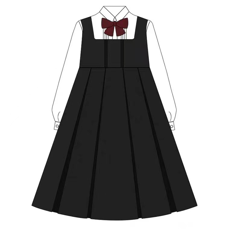 대학 스타일 카드 밀크 스커트 오르간, JK 유니폼 원피스 VAR 스커트 롱 스커트 여자 학교 유니폼 클래스 원피스 우유 보호 스커트 세트