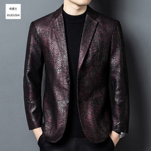 新款高档海宁绵羊皮皮衣男士单西装真皮西服秋冬商务休闲外套男装