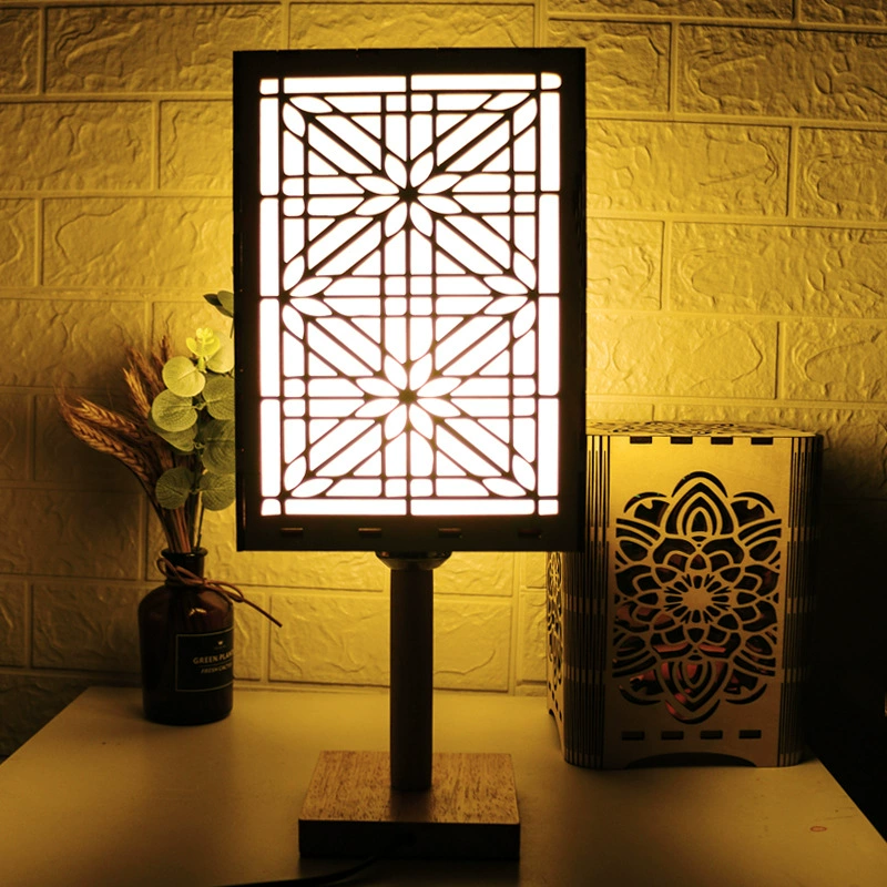 Amazon Новый DIY трехмерный Собранный ночник Творческий полый Настольный светодиодный настольный светильник деревянное украшение Настольная лампа