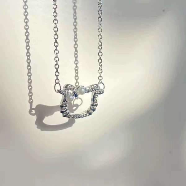 M47【Pearl KT Cat Necklace】