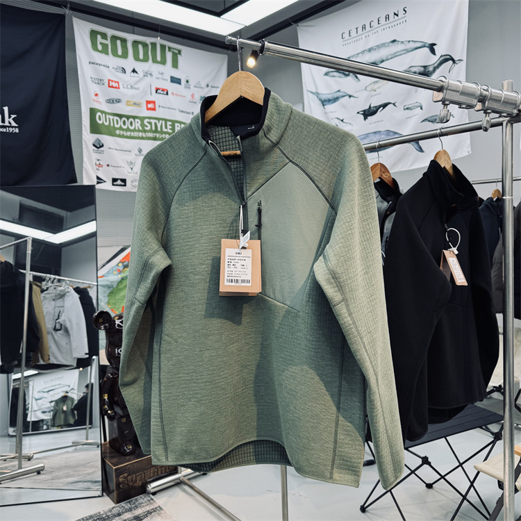 鳥同款!立體方格絨!戶外動態保暖男女同款套頭半拉鏈抓絨衣衛衣潮