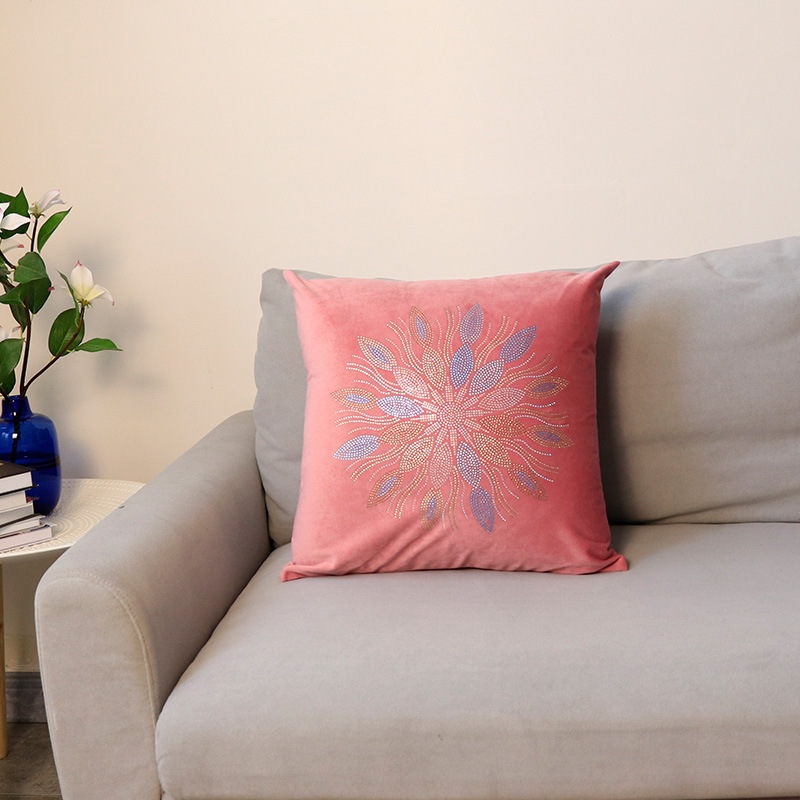 Moderno semplice colore olandese velluto strass fiore federa decorazione della casa modello camera divano cuscino fodera all'ingrosso_voghion.com