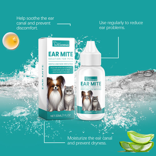 YEGBONG Pet Ear Cleaning Care Liquid Cat Dog Ear Wafer Odor Cleaning Ear Cleaning Liquid