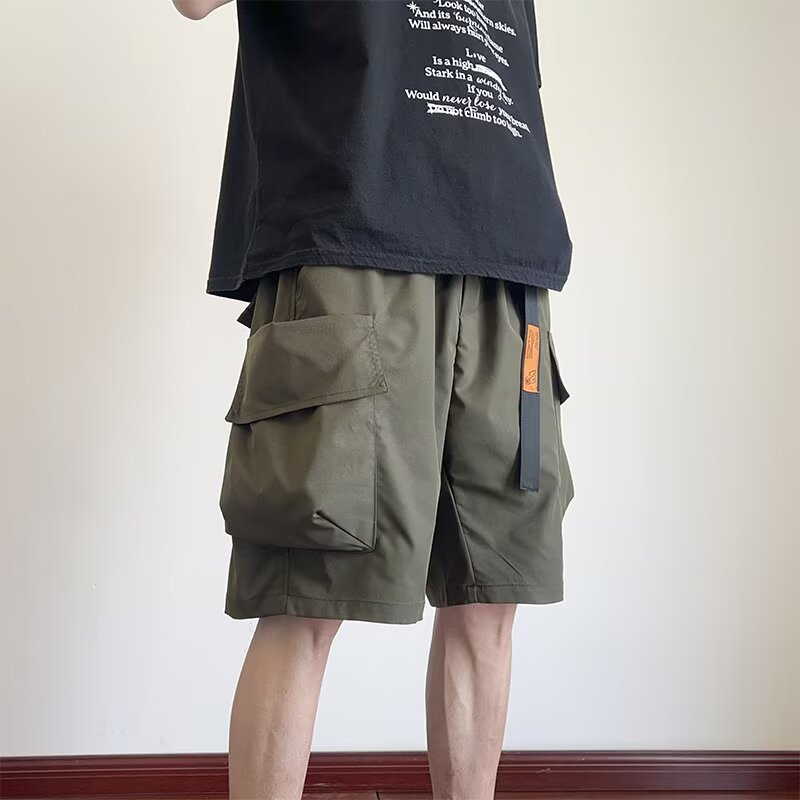 Tooling Shorts Men's Summer Ice Silk Loose Korean Style Multi-Pocket Trendy Brand Casual Outer Wear Sports Thin Pants