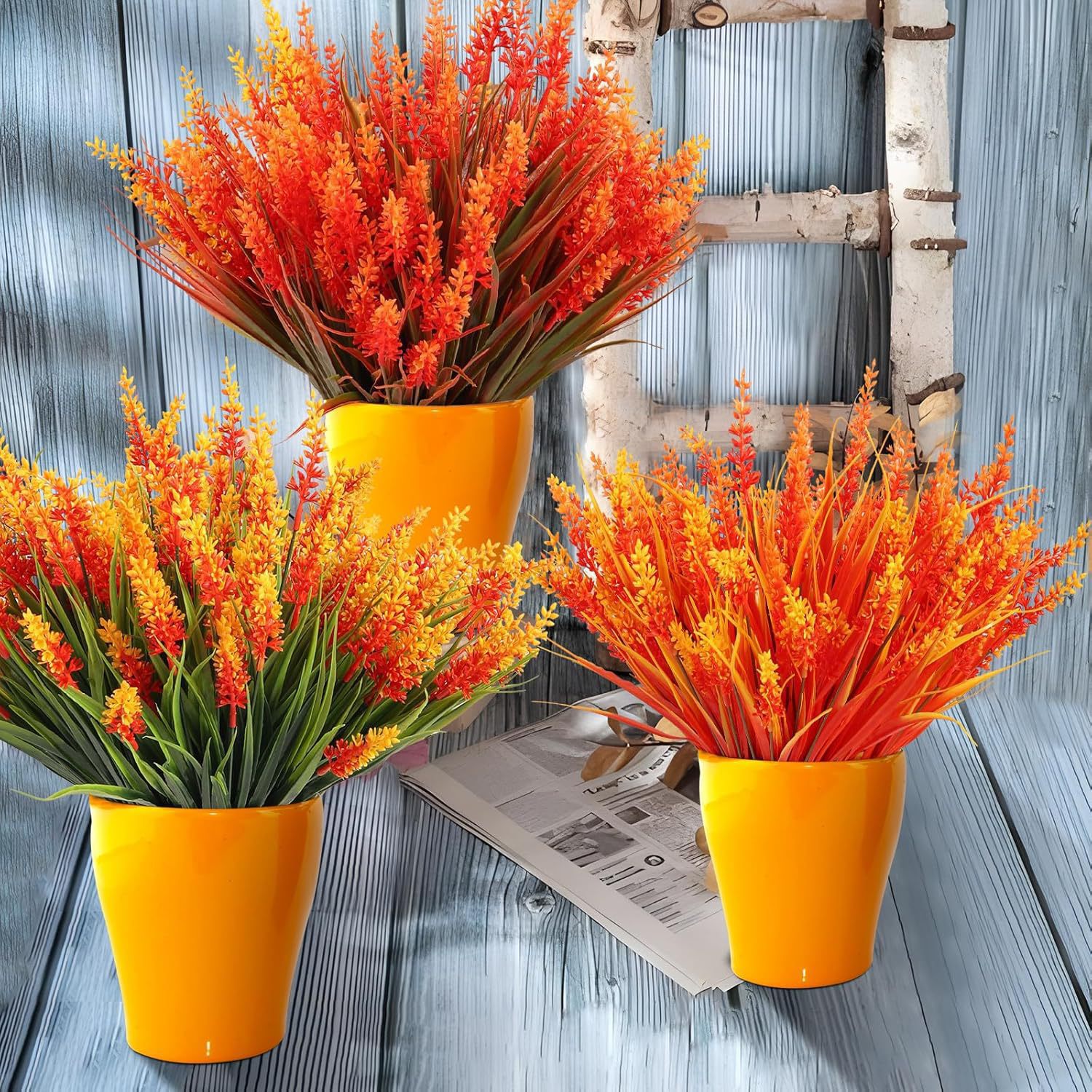 Amazon Outdoor Artificial Artificial Flowers and Green Plants Decoration 7-Prong Wheat Spring Grass Ear Courtyard Home Potted Ornaments