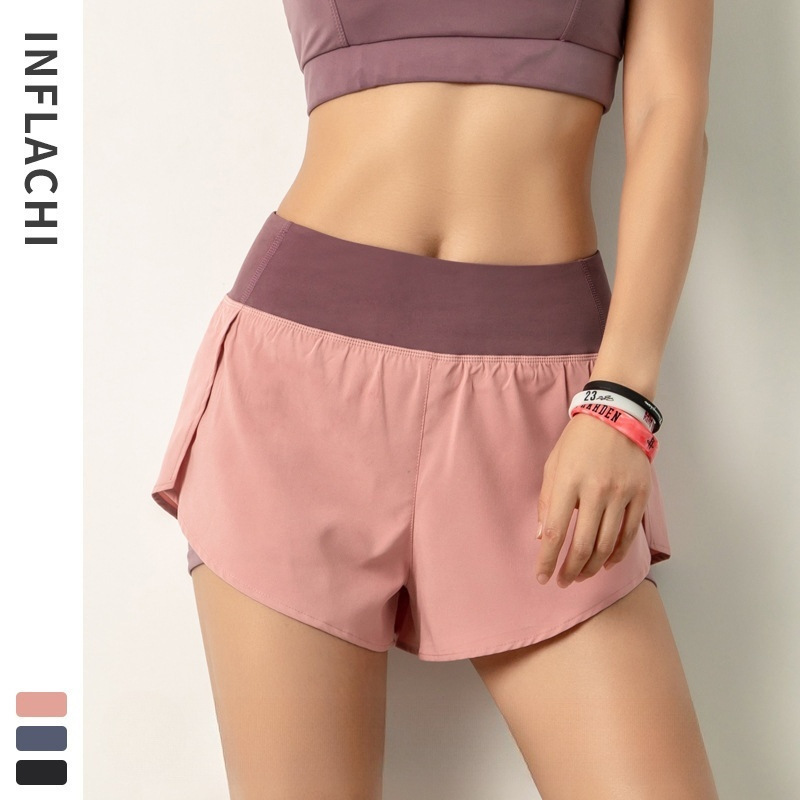 Factory Customized Quick-Drying Sports Shorts for Women, Fake Two-Piece Anti-Exposure, Light and Breathable Hot Pants, Running Fitness Yoga Pants