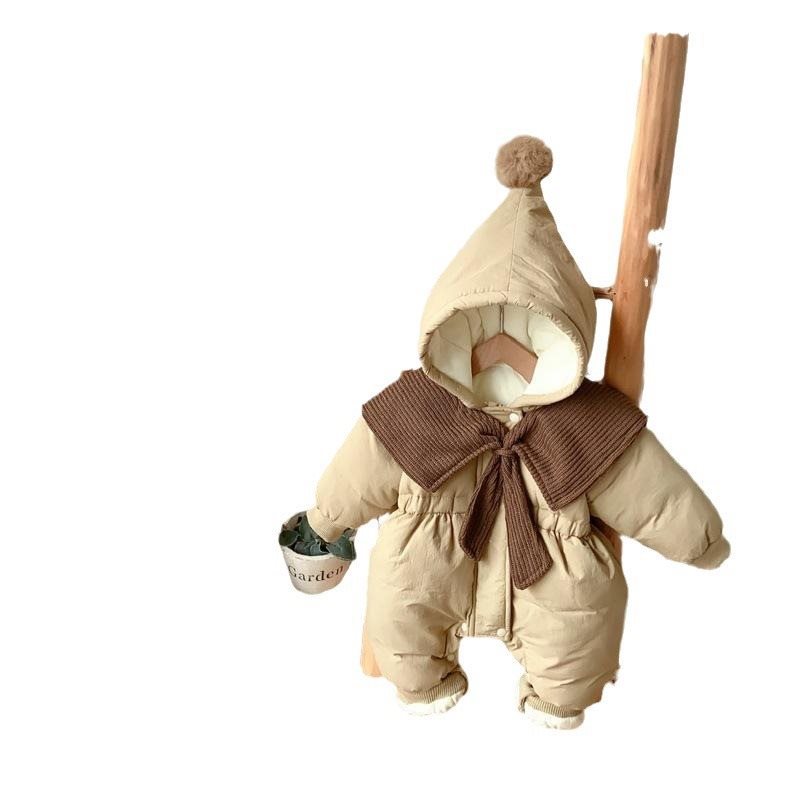 (2개) 외출 옷 서양식 겨울 옷 따뜻한 면 패딩 의류 면화 패딩 클라이밍 의류 겨울  소녀의 기모 패딩 점프 수트