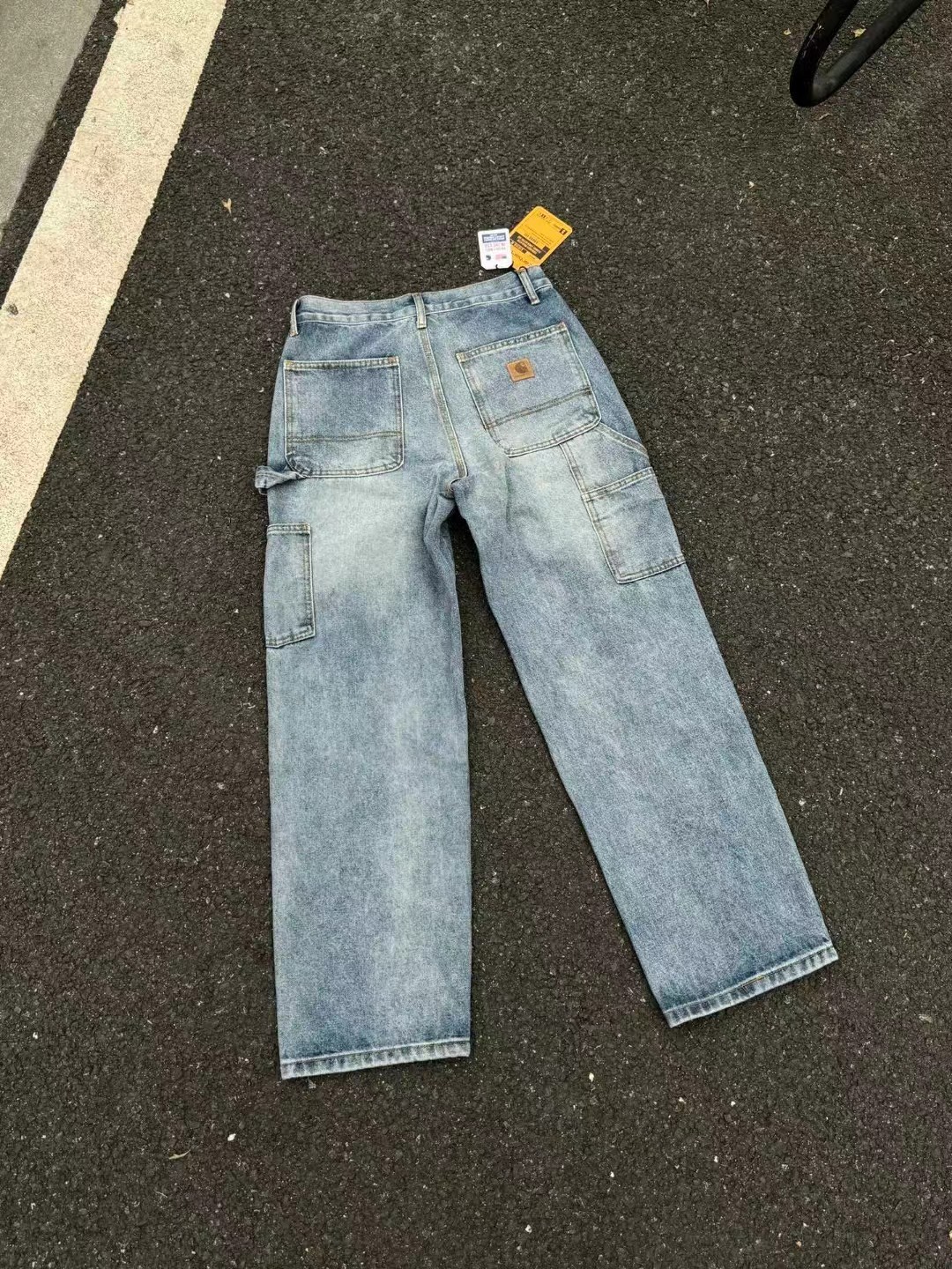 自主的に高バージョンのCarhartカハカ木こり工日系工装風ジーンズがゆるい直筒高街で作られている