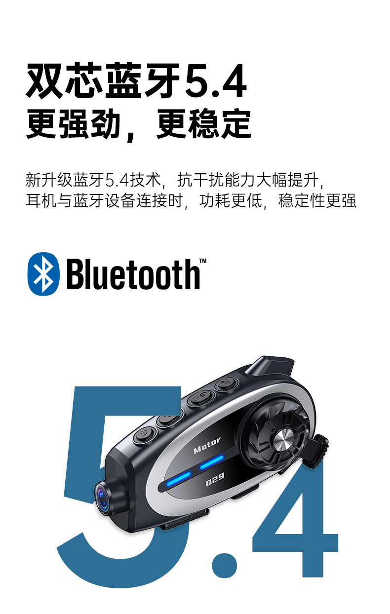 New Q29 Motorcycle Helmet Bluetooth Headset Hd Camera Intercom Music Sharing Waterproof Driving Recorder