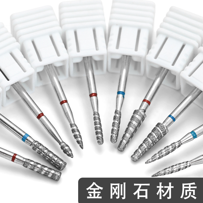 Cross-border Manicure Diamond Spiral Grinding Head with Small Pocket Russian Pre-processing Winding Tooth Emery Grinding Head