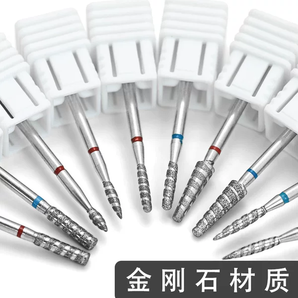 Cross-border Manicure Diamond Spiral Grinding Head with Small Pocket Russian Pre-processing Winding Tooth Emery Grinding Head