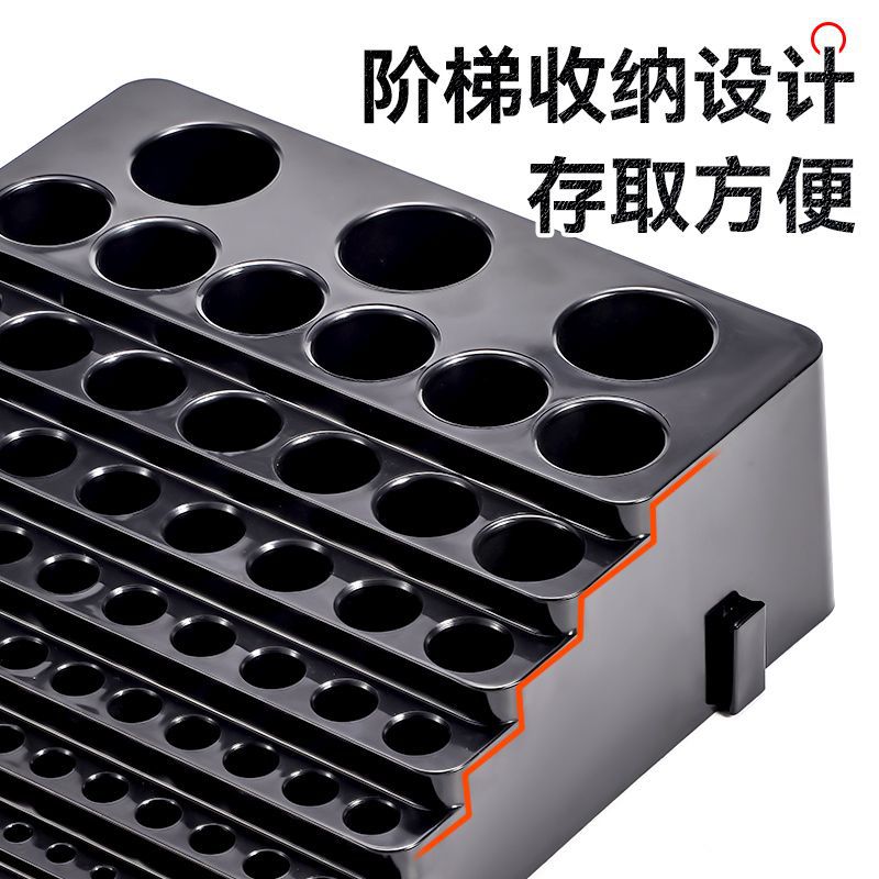 드릴 비트 보관 상자 두꺼운 고정밀 보관 상자 360도 회전 100 구멍 도구 드라이버 CNC 도구