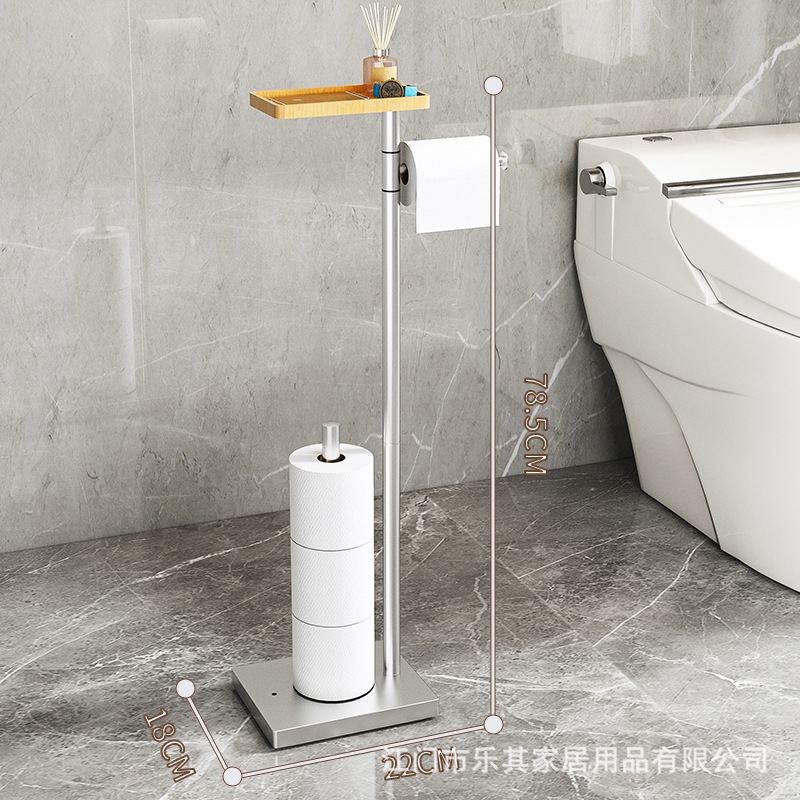 Estante de papel enrollado de piso transfronterizo, estante de toallas de papel vertical sin perforación para el hogar, estante de acabado de papel higiénico multiusos