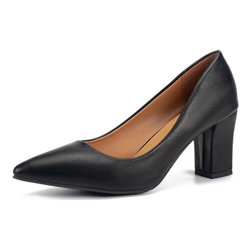 Women's Fashion Ankle Boots with Thick Heels, Autumn Pointed-Toe Work Shoes, Open Mouth One-Piece Korean Style High Heels, Simple Design