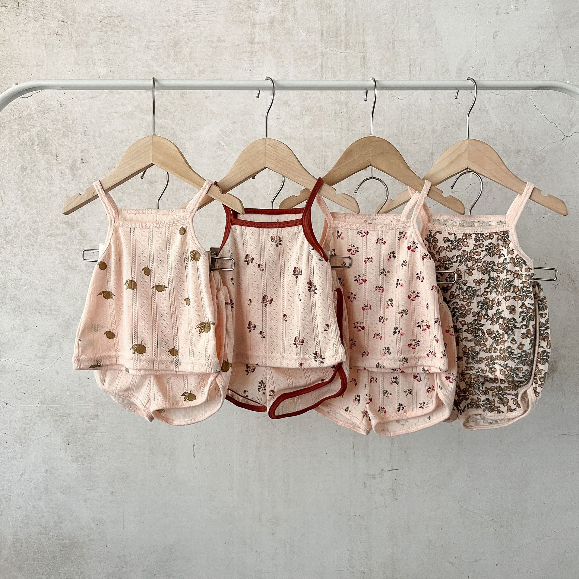 Pijamas para niños estilo danés para niños homewear verano bebé Sling pijamas traje estilo nórdico ropa de bebé moda