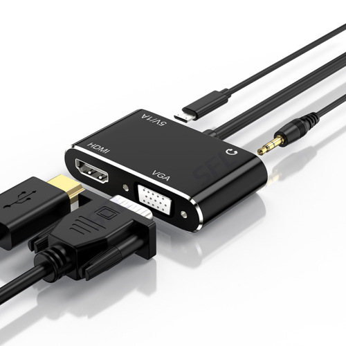 DVI to HDMI VGA with audio and power supply, same display and same frequency converter, DVI to HDMI four-in-one adapter cable