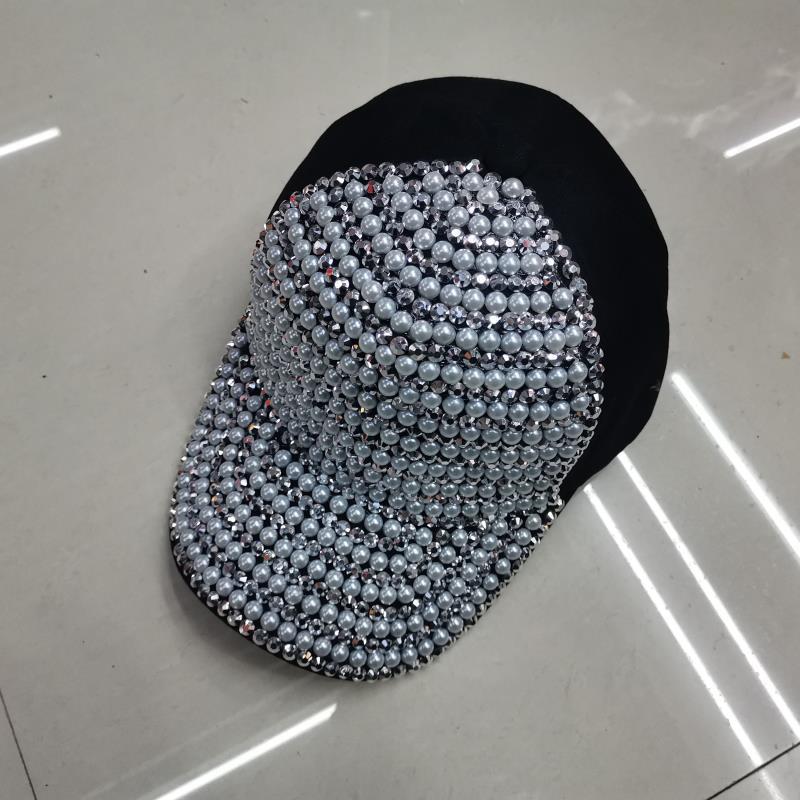 Gorra de béisbol con diamantes de imitación para mujer, estilo coreano de primavera y otoño, moda urbana, versátil, sombrero para el sol, perla de lujo ligero