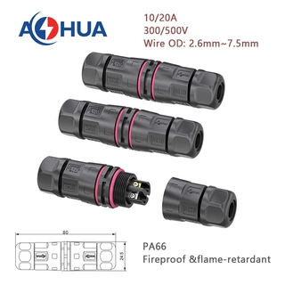 AHUA澳华M20现货直通防水连接器4芯螺丝接线端子LED照明灯具接头