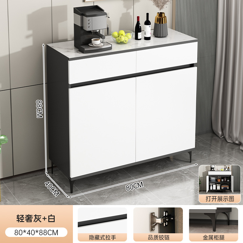 Gabinete de té, armario de almacenamiento, armario de comedor moderno y simple, sala de estar gris contra la pared, armario de almacenamiento de la caja del hotel