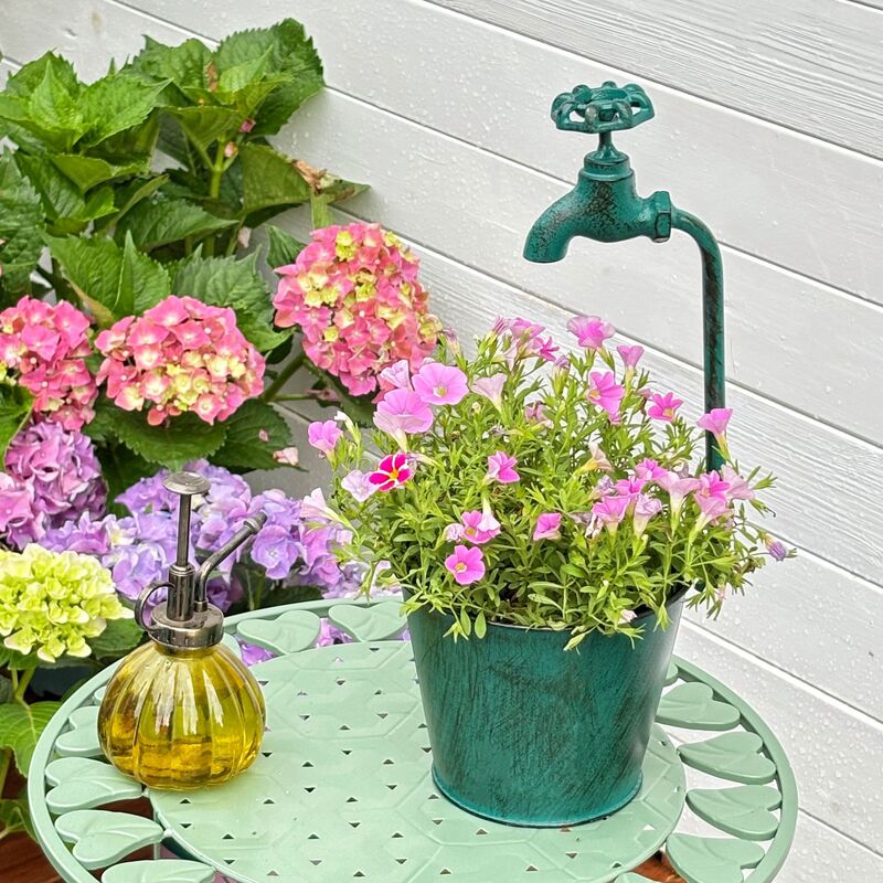 Iron Faucet Flower Pot Green Flower Vessel Iron Old Creative Balcony Garden Outdoor Courtyard Decoration