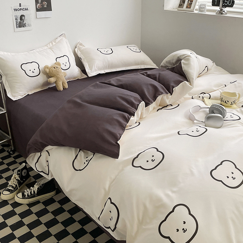 Quilt Cover, Bed Bed Sheets, Four-Piece Set, Washed Cotton Student Dormitory Single Quilt Cover, Three-Piece Set, Bedding, Two-Piece Set, Pillowcase