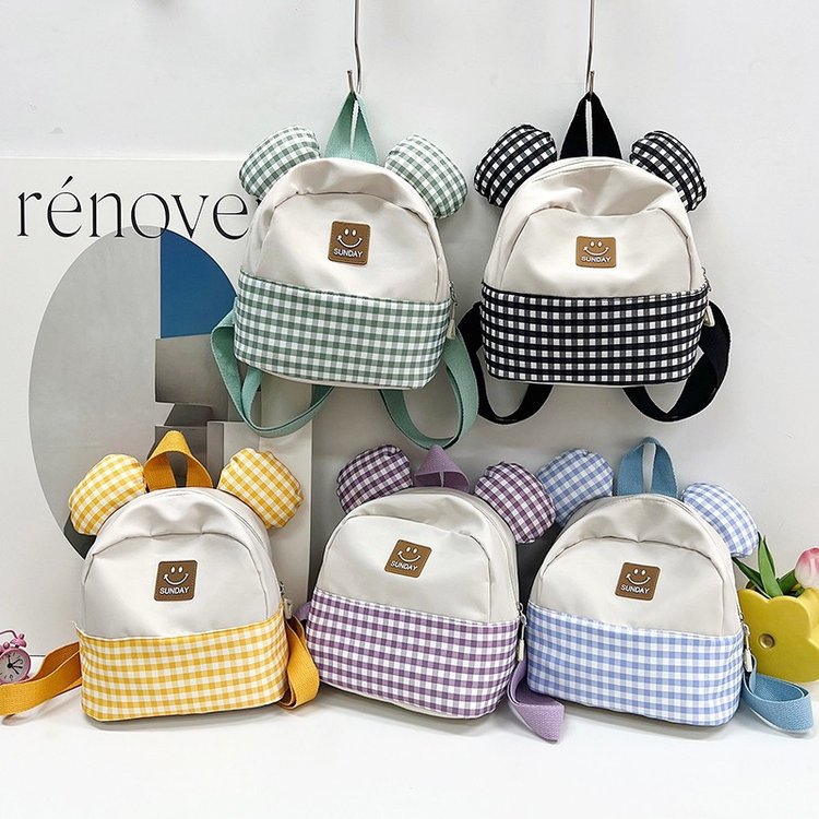 2023 new Korean version of children's backpack autumn and winter New Fashion contrast color cute backpack boys and girls small schoolbag