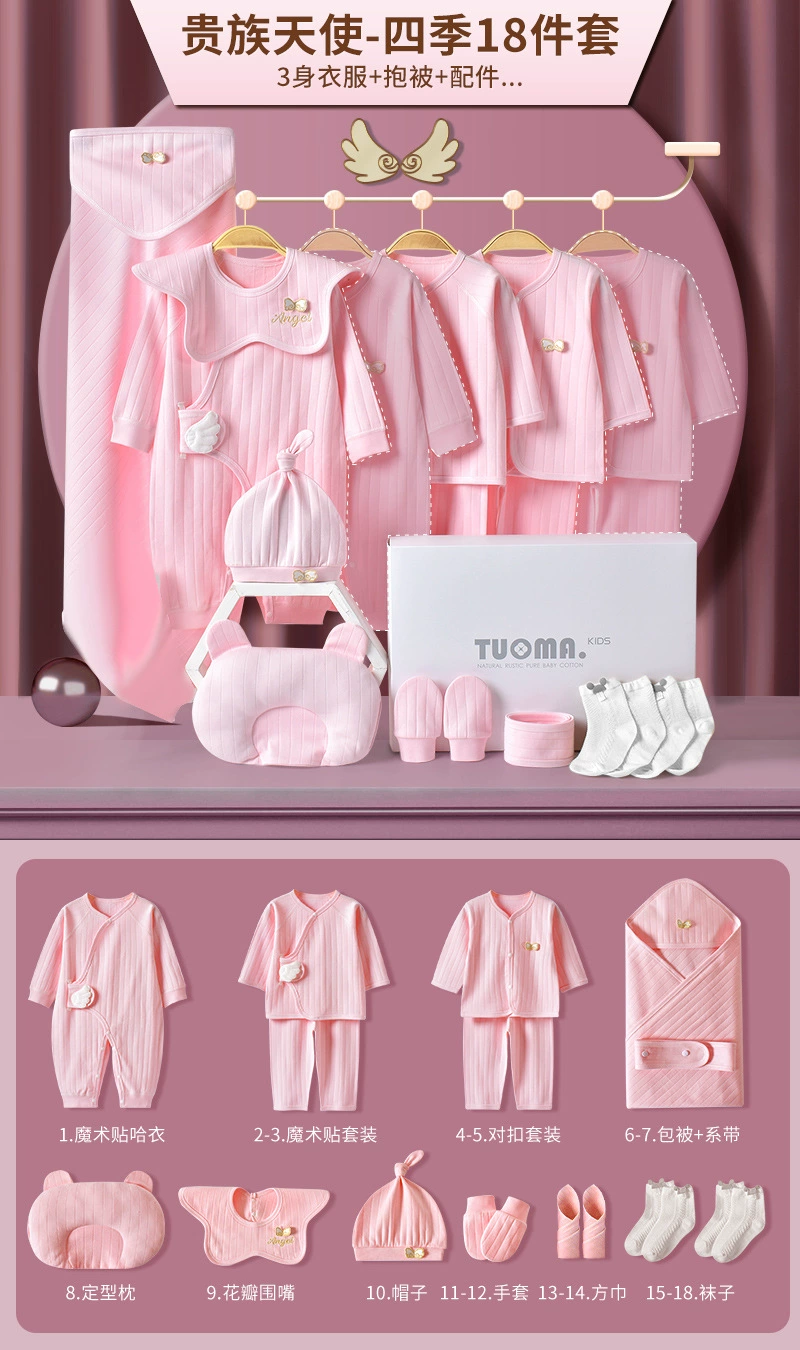 Tuoma Kids Cotton Baby Gift Set in Gift Box – Newborn Bodysuits & Accessories